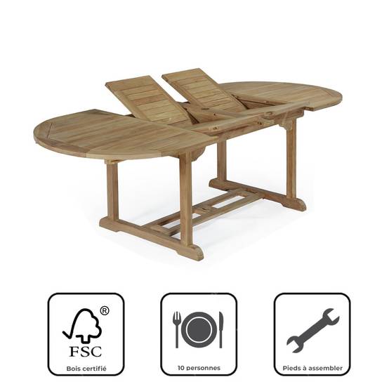 Table extensible ovale teck massif Vérone 160/240 x 100 cm - TECK'Attitude - Image 7
