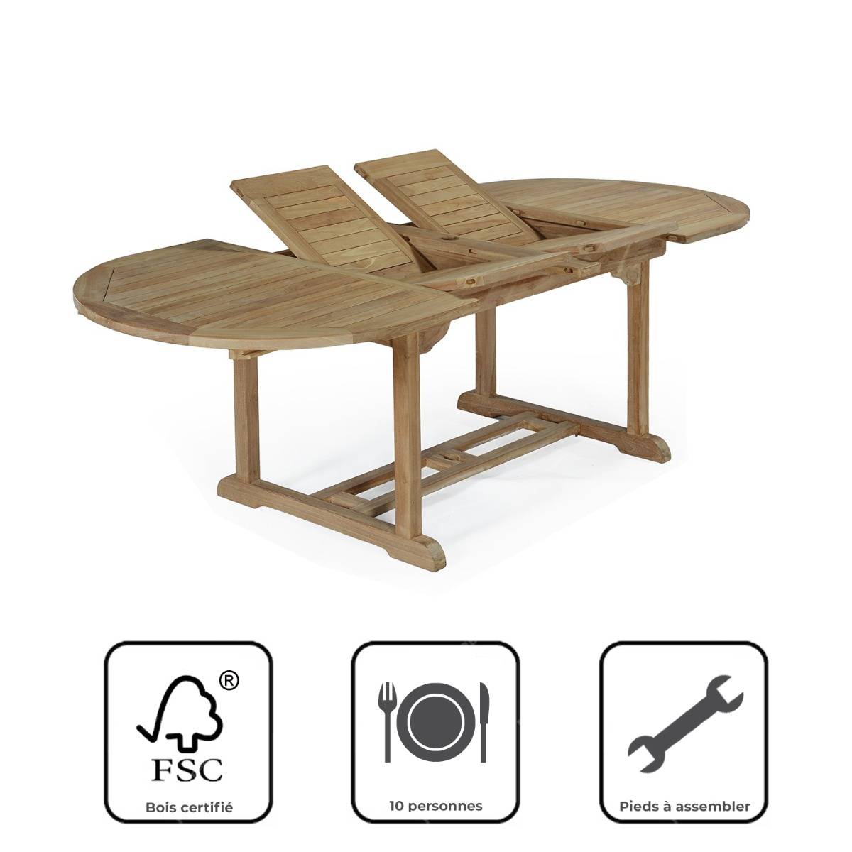 Table extensible ovale teck massif Vérone 160/240 x 100 cm - TECK'Attitude - Image 7