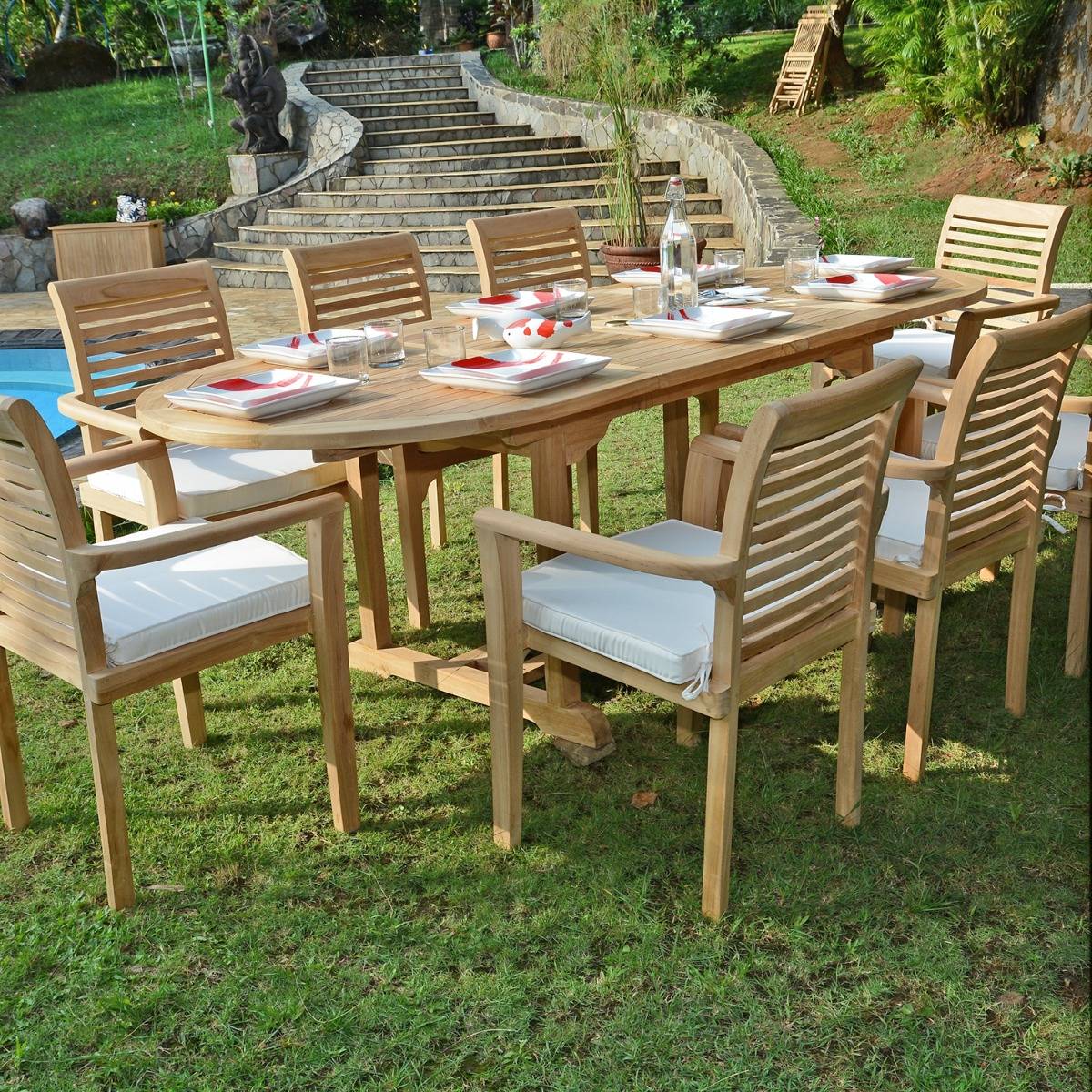 Table extensible ovale teck massif Vérone 160/240 x 100 cm - TECK'Attitude - Image 8