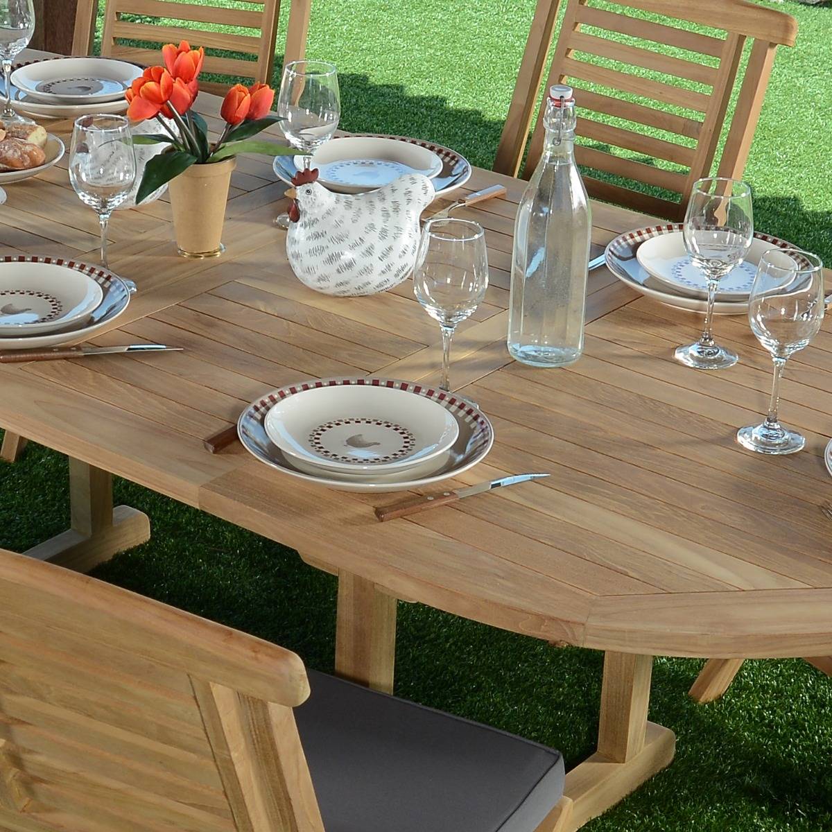 Table extensible ovale teck massif Vérone 160/240 x 100 cm - TECK'Attitude - Image 4