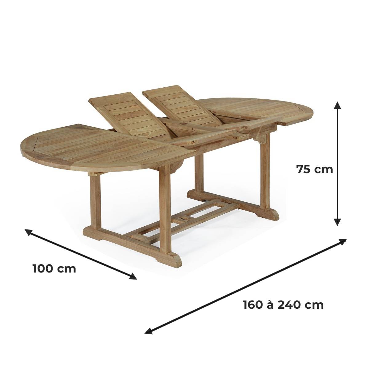 Table extensible ovale teck massif Vérone 160/240 x 100 cm - TECK'Attitude - Image 6