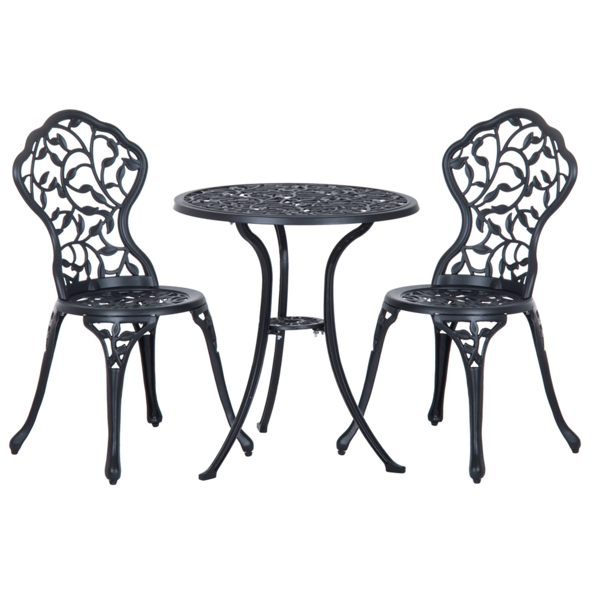ComfortXL - Salon de jardin aluminium noir table 60 cm et 2 chaises pour balcon terrasse - ComfortXL Outdoor Living - Image 1