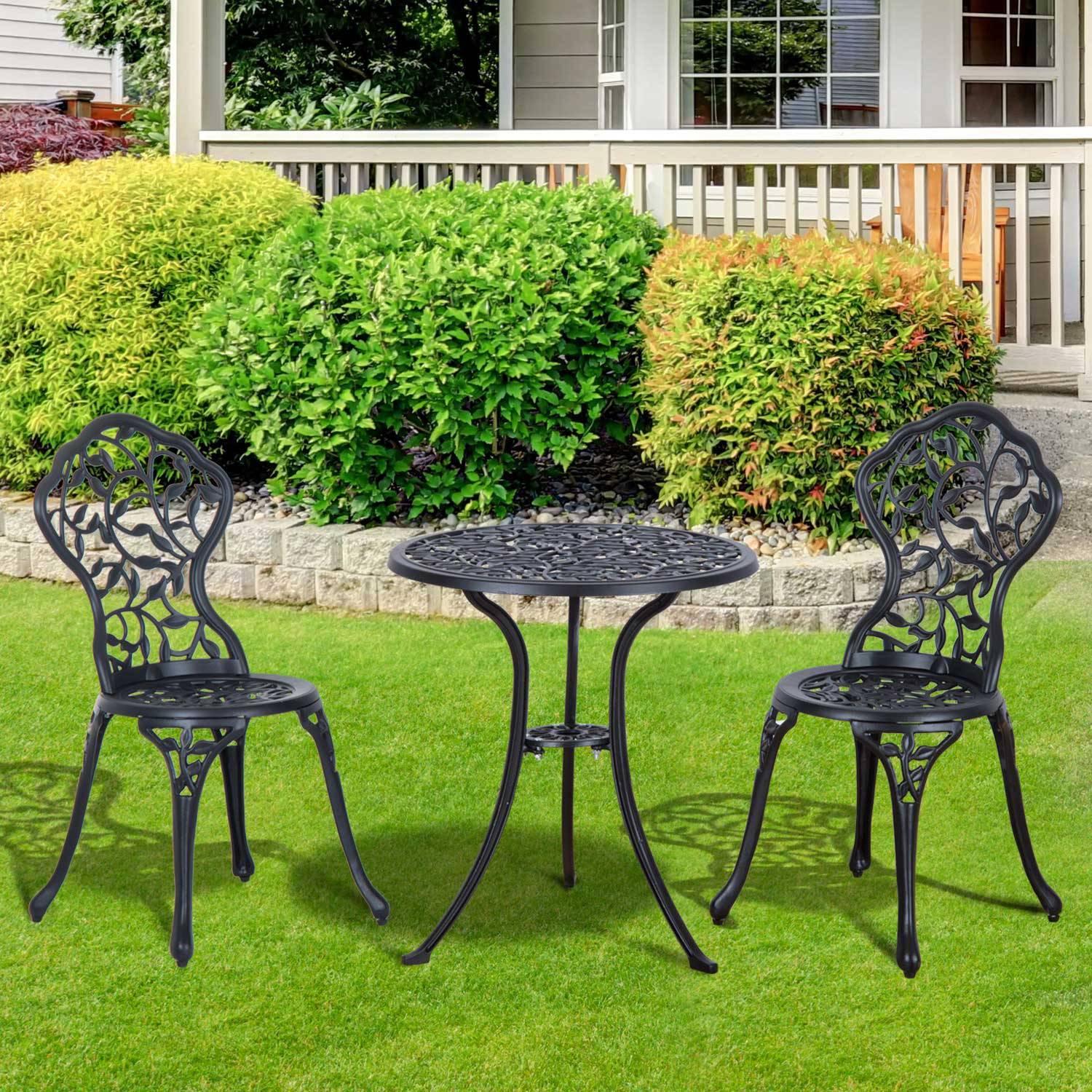 ComfortXL - Salon de jardin aluminium noir table 60 cm et 2 chaises pour balcon terrasse - ComfortXL Outdoor Living - Image 2