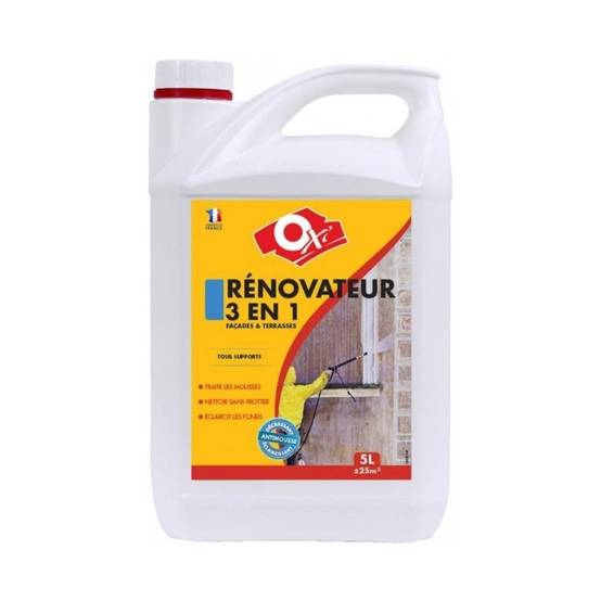 Oxi - Rénovateur 3 en 1 façade terrasse anti verdissure Oxi 5L: nettoie, anti mousse, éclaircit