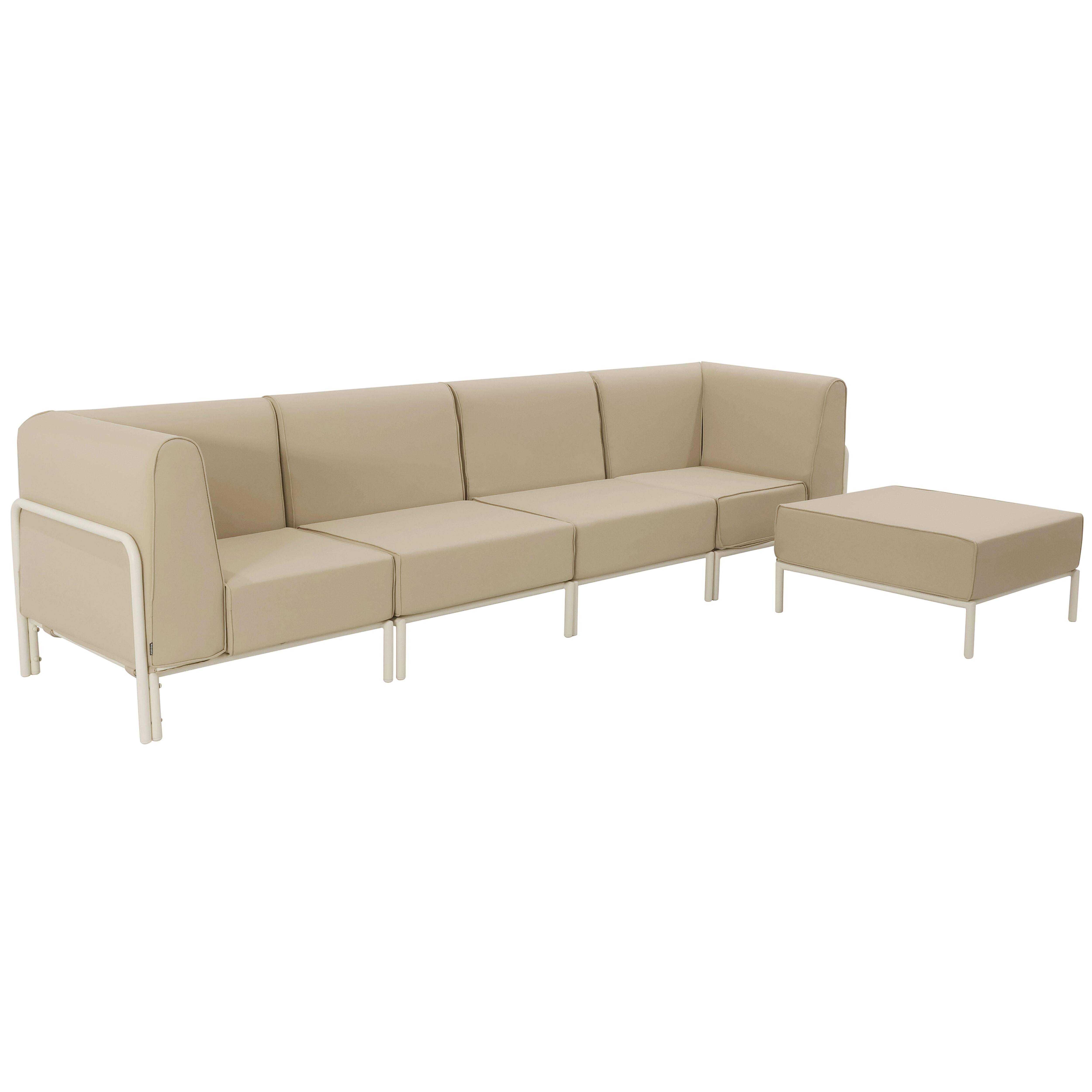 Oviala - Salon de jardin bas modulable uni 5 places beige Patio - Oviala - Image 1
