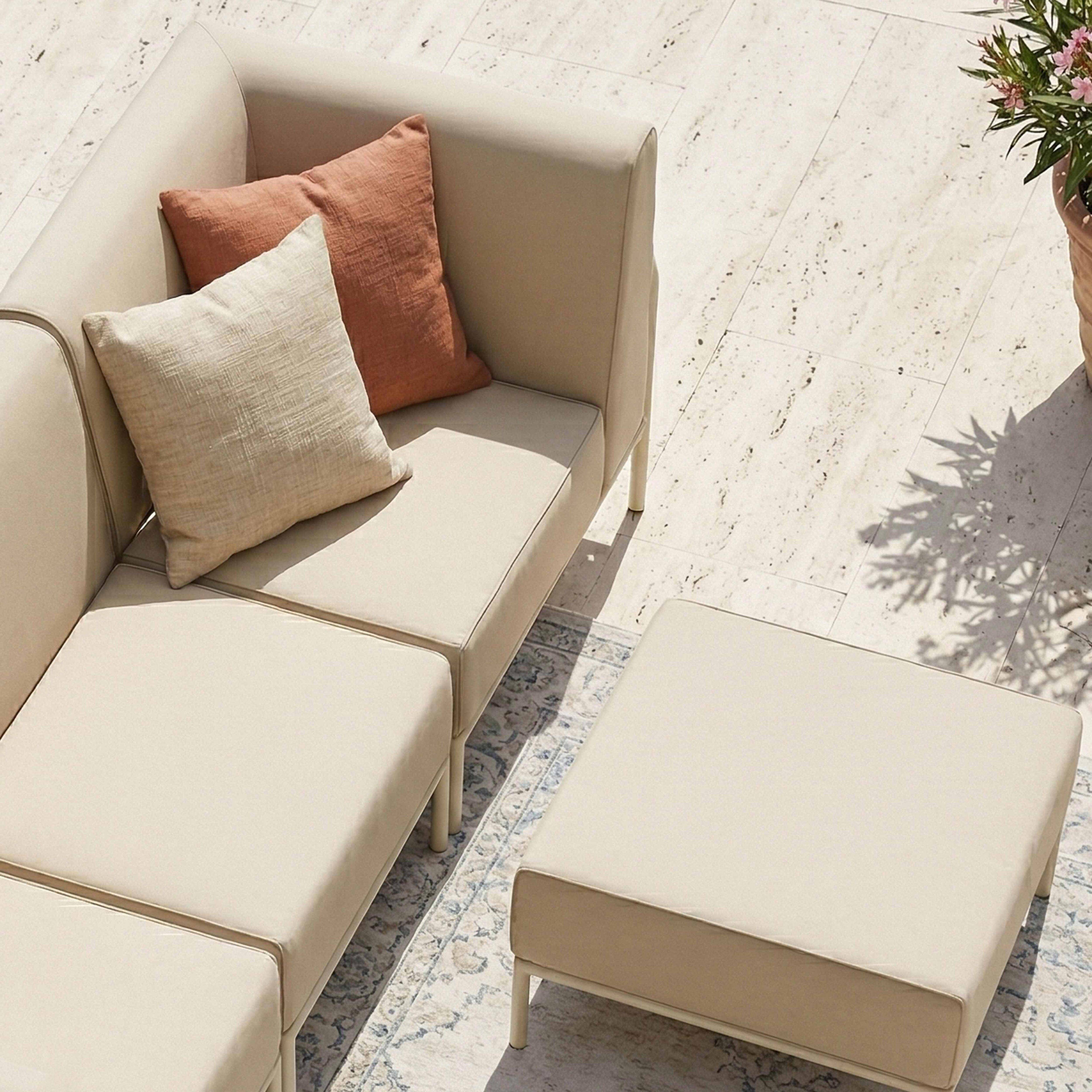 Oviala - Salon de jardin bas modulable uni 5 places beige Patio - Oviala - Image 3
