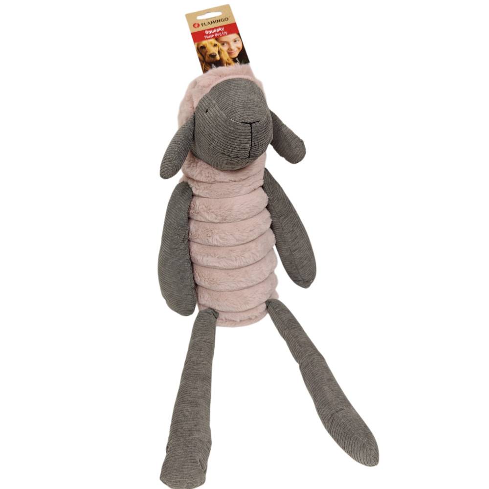 Jouet peluche Ribola Mouton assis Taille L 65 cm Rose et Gris pour Chien - Image 6