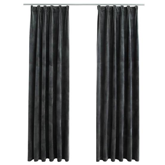 Rideaux occultants - Panneaux de rideau et crochet 2pcs Velours Anthracite 140x245cm - Image 1