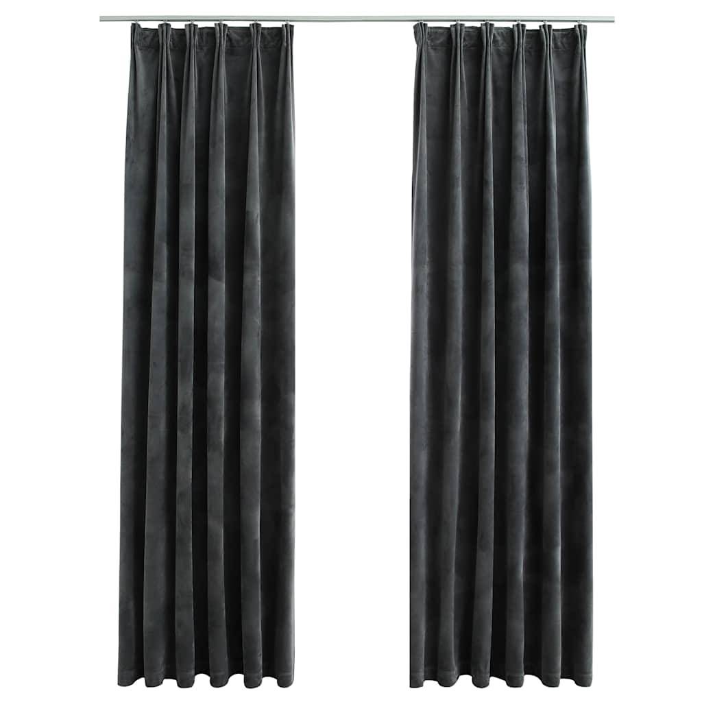 Rideaux occultants - Panneaux de rideau et crochet 2pcs Velours Anthracite 140x245cm - Image 1