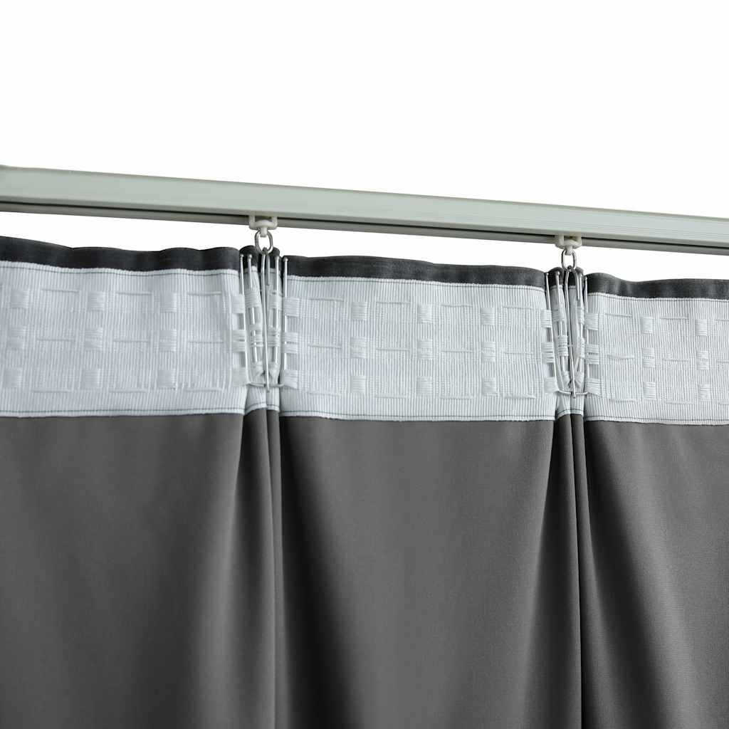 Rideaux occultants - Panneaux de rideau et crochet 2pcs Velours Anthracite 140x245cm - Image 4