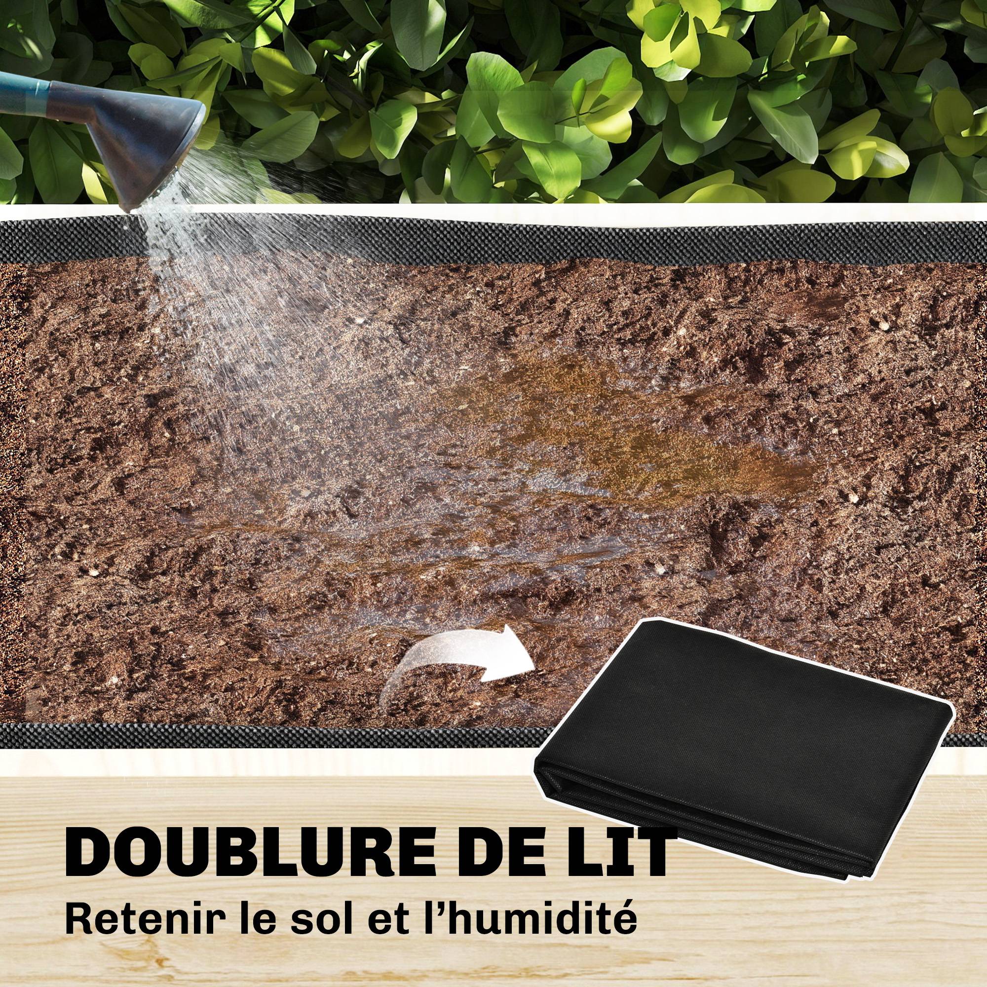 Sans Marque - Jardinière à 2 Niveaux avec Treillis, bac à fleurs, avec tissu non tissé, 108 x 62 x 120 cm, effet bois naturelle - Image 9