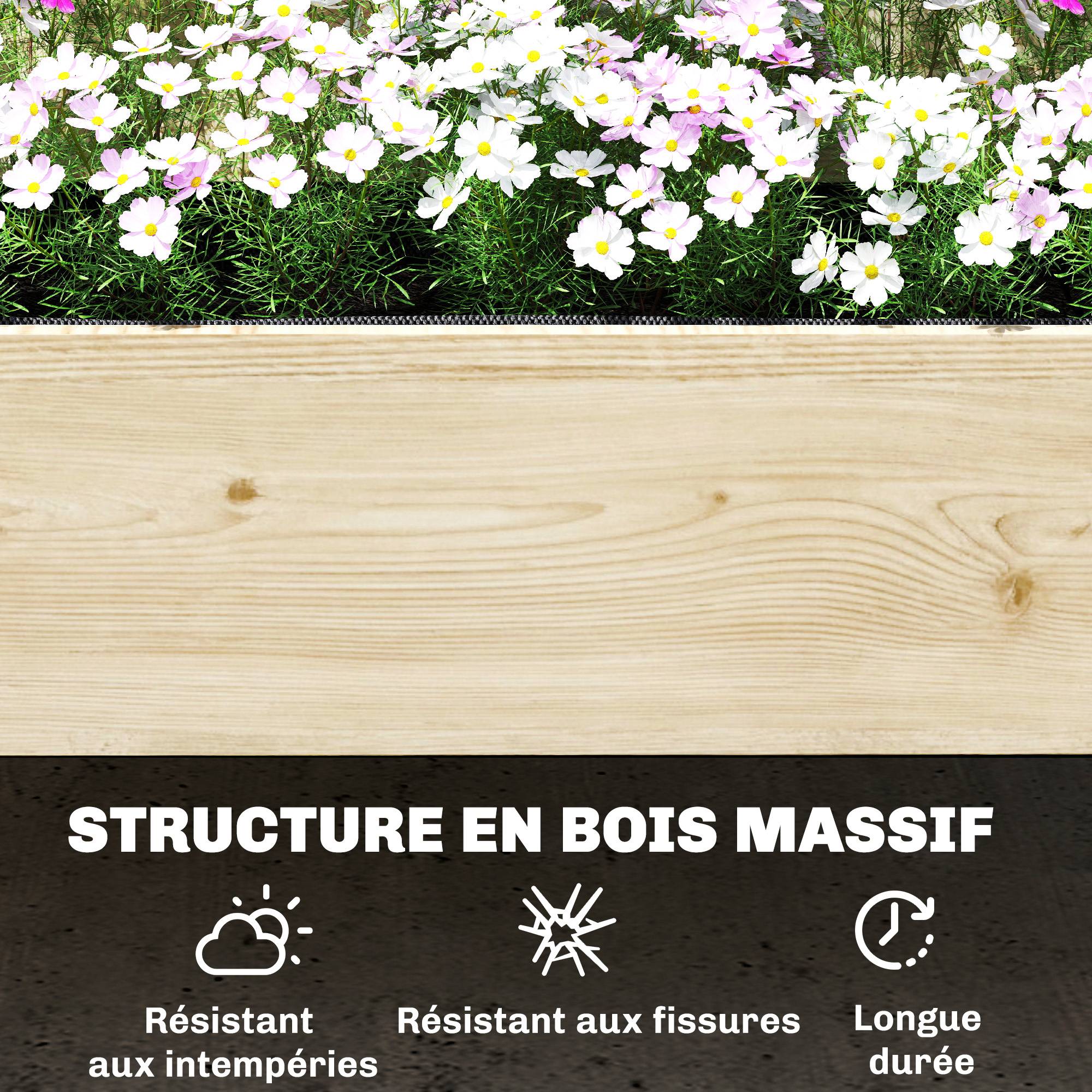Sans Marque - Jardinière à 2 Niveaux avec Treillis, bac à fleurs, avec tissu non tissé, 108 x 62 x 120 cm, effet bois naturelle - Image 10