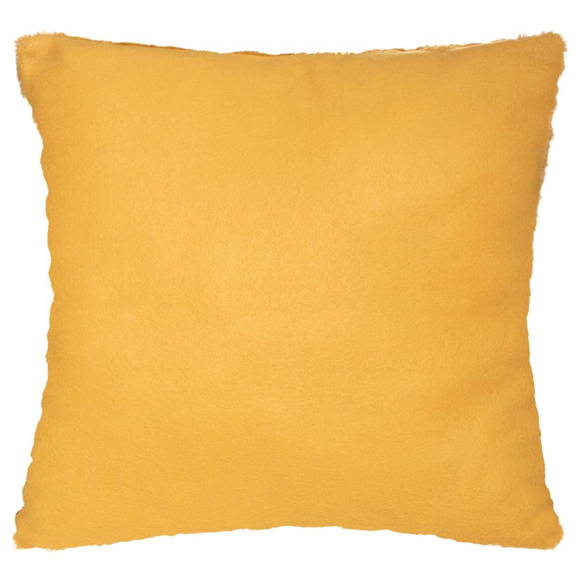 Coussin déhoussable Ocre en Fourrure motif en relief  45 x 45 cm - Image 5