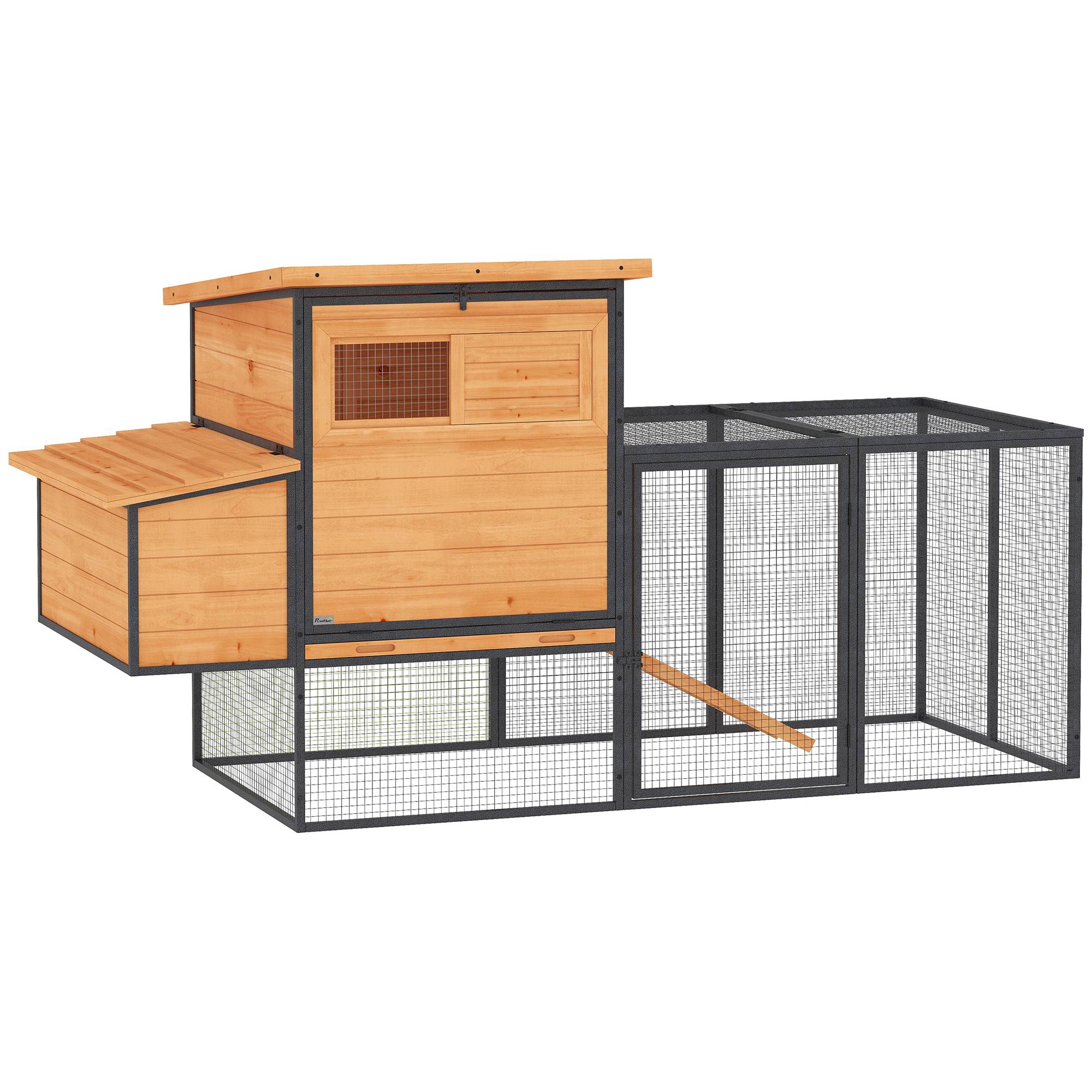 Poulailler bois acier 3-5 poules pondoir grand enclos base surélevée 192x81x104cm orange - ComfortXL Outdoor Living - Image 2