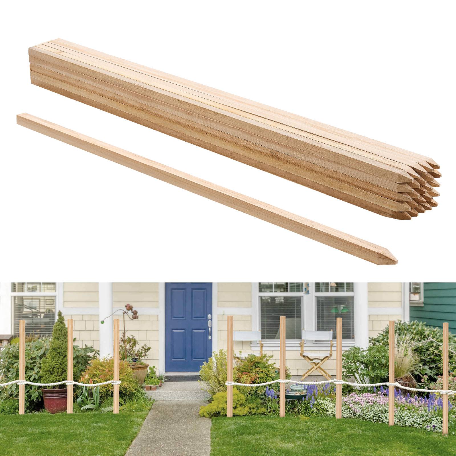 VEVOR Piquets Clôture Jardin Bois Poteaux à Pointe 25 PCS 19,05x19,05x1219,2 mm
