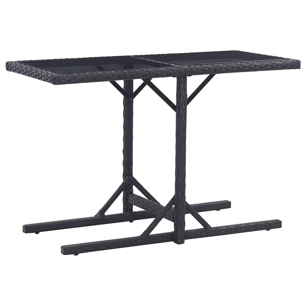 PANGIVO - Table de jardin Verre et Résine tressée Noire 110 x 53 x 72 cm - PANGIVO