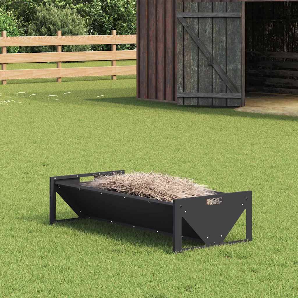 Auge Bétail Acier 10kg Mangeoire Sol Jardin Ferme Noir - ComfortXL Outdoor Living - Image 1