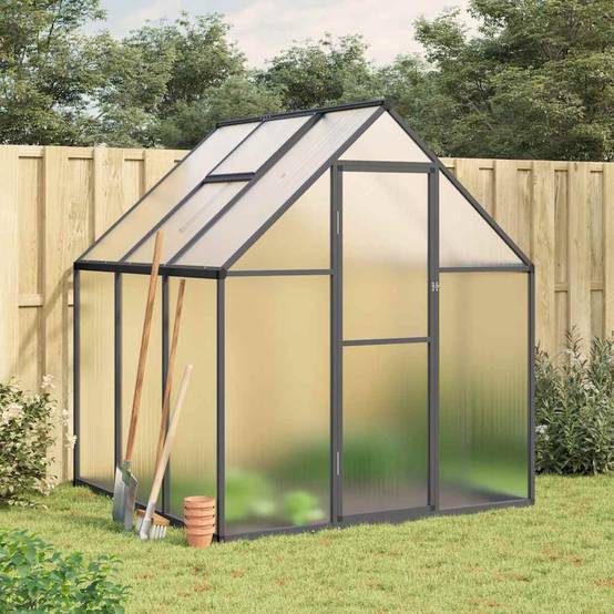 Serre de Jardin Aluminium Polycarbonate Culture Plantes 169x169x195cm Anthracite - ComfortXL Outdoor Living - Image 1