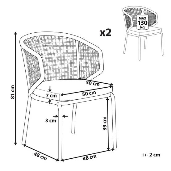Chaise de jardin Aluminium Gris PALMI - Beliani - Image 2