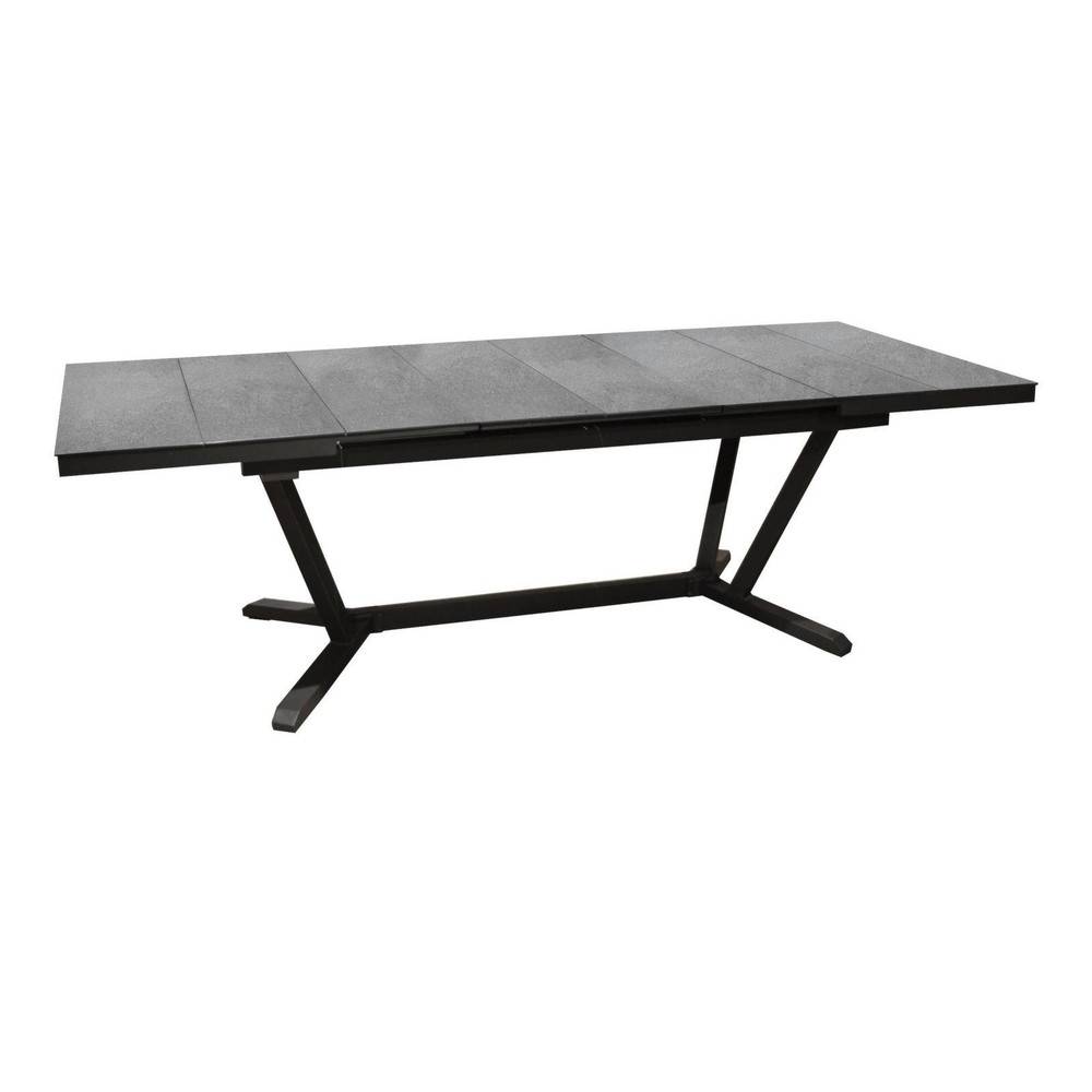 Proloisirs - Table de jardin Vita graphite/lucca en Alu 180/240x100 cm - plateau à lames Kedra PROLOISIRS - Image 1