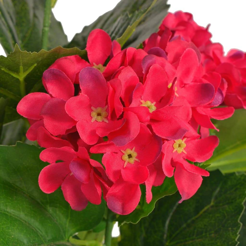 Plante artificielle hortensia polyester rouge 12.5 x 12.5 x 60 cm - PANGIVO - Image 2