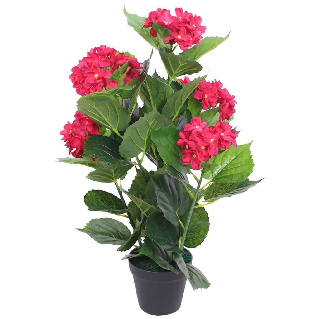 Plante artificielle hortensia polyester rouge 12.5 x 12.5 x 60 cm - PANGIVO - Image 1