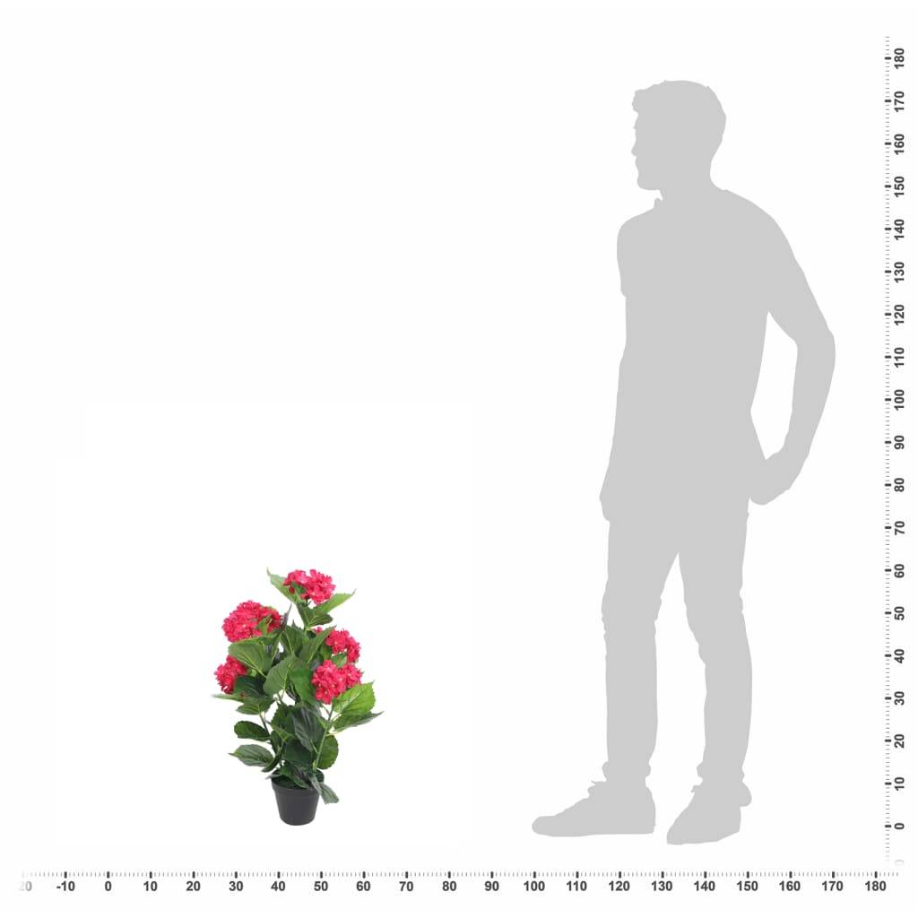 Plante artificielle hortensia polyester rouge 12.5 x 12.5 x 60 cm - PANGIVO - Image 3