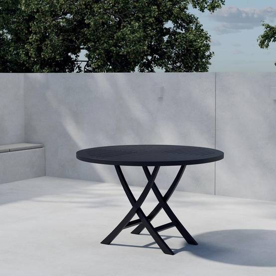 Table de Jardin Ronde "Kenya" 120cm Noir - Image 3