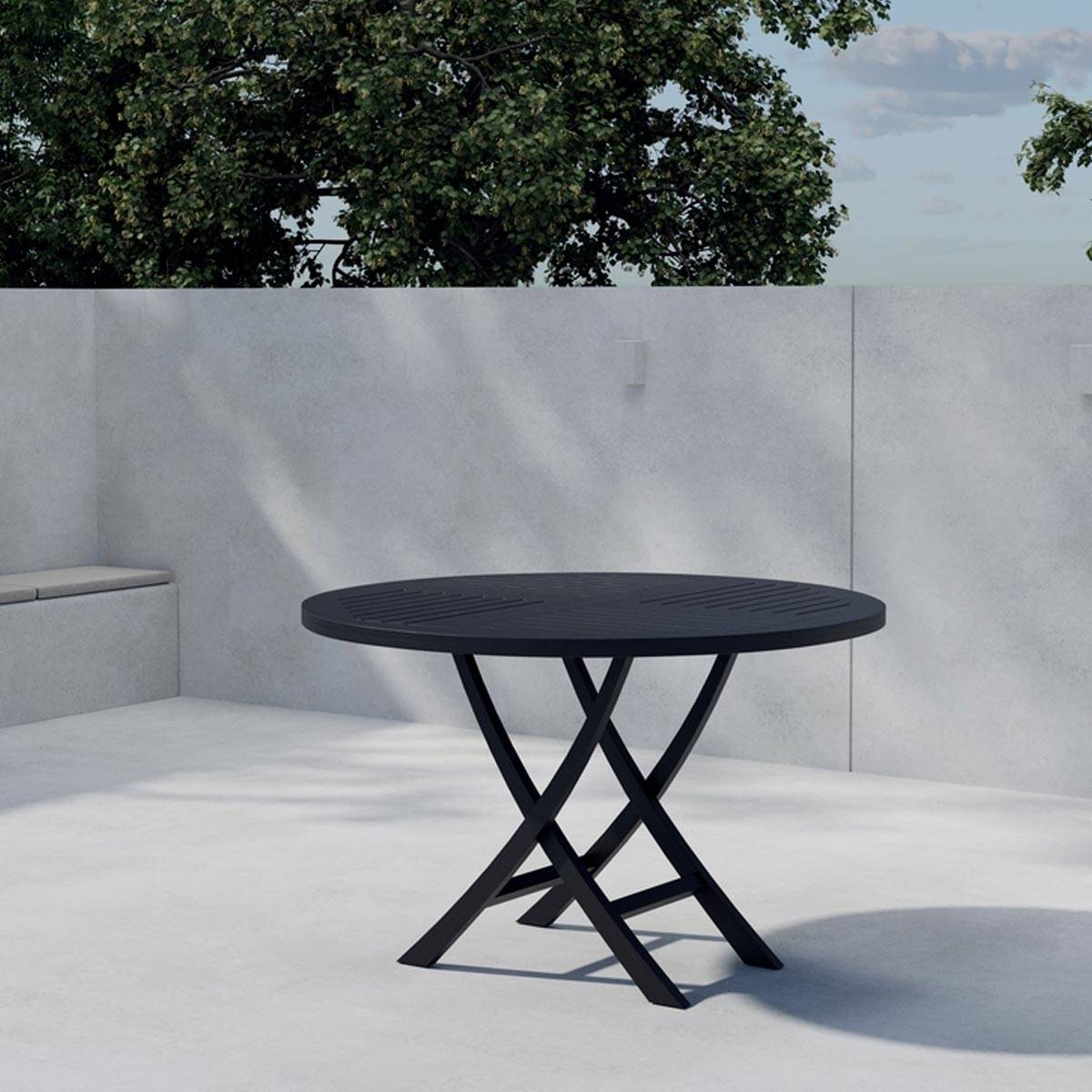 Table de Jardin Ronde "Kenya" 120cm Noir - Image 3