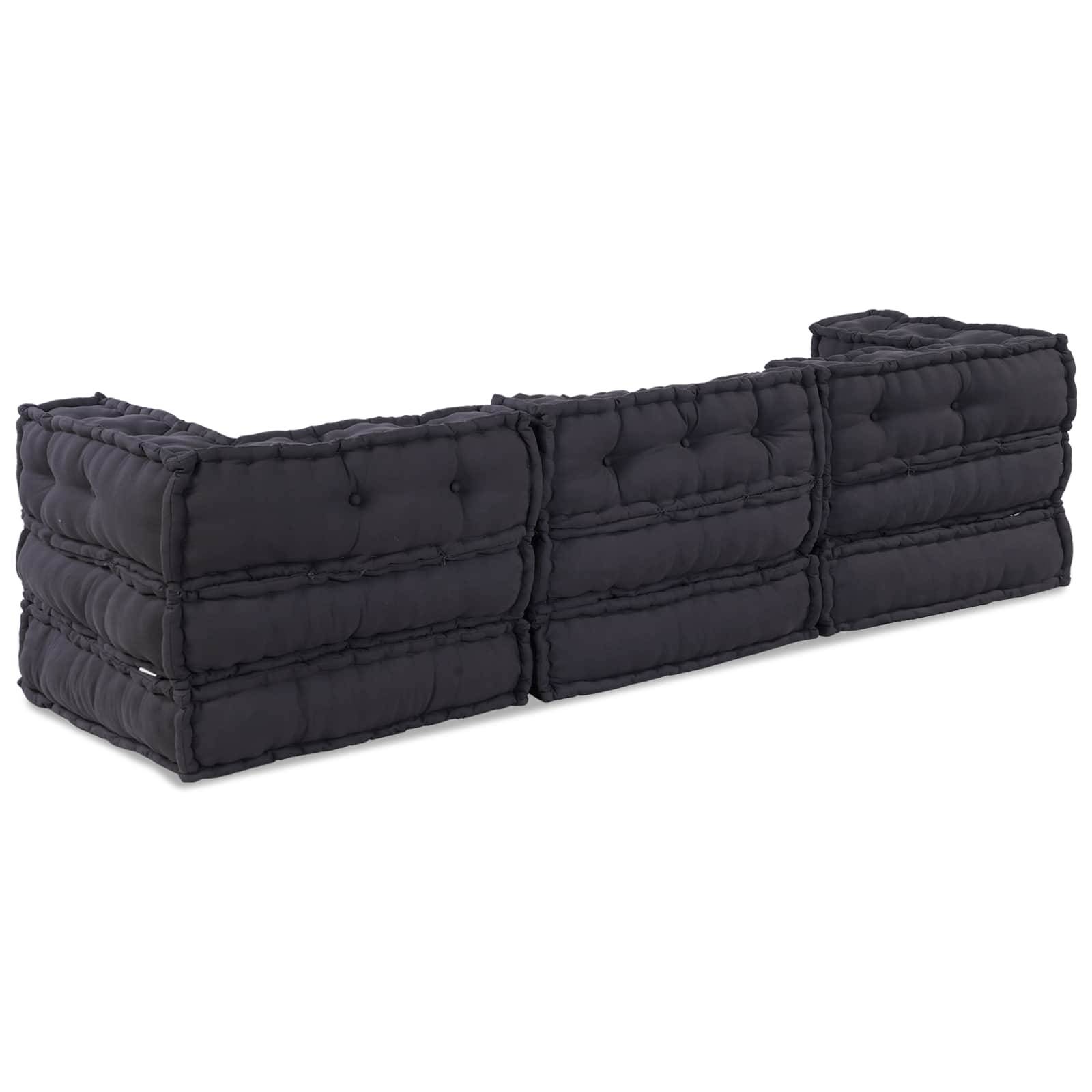 Canapé modulaire 3 places tissu anthracite 210 x 70 x 56 cm - PANGIVO - Image 8