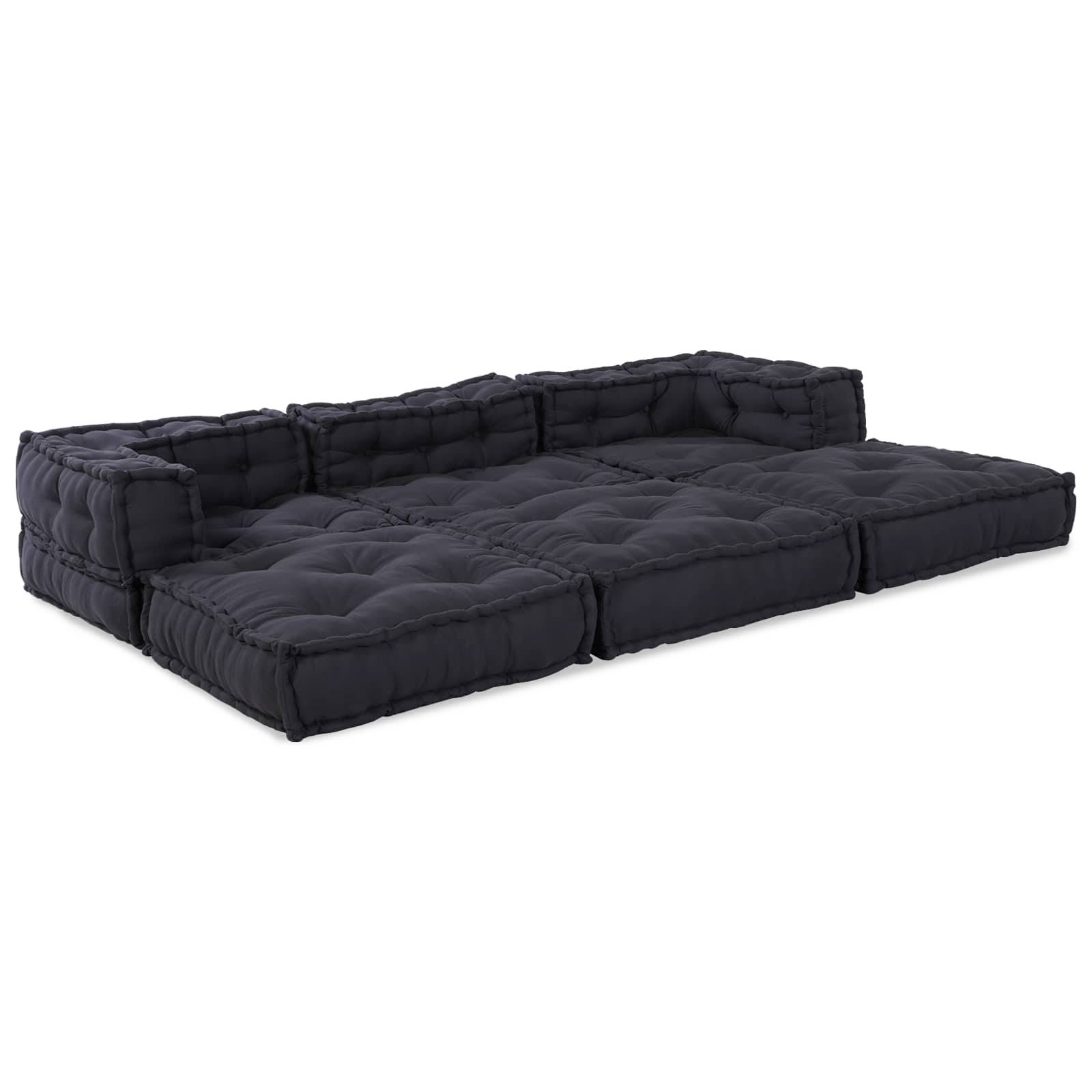 Canapé modulaire 3 places tissu anthracite 210 x 70 x 56 cm - PANGIVO - Image 5