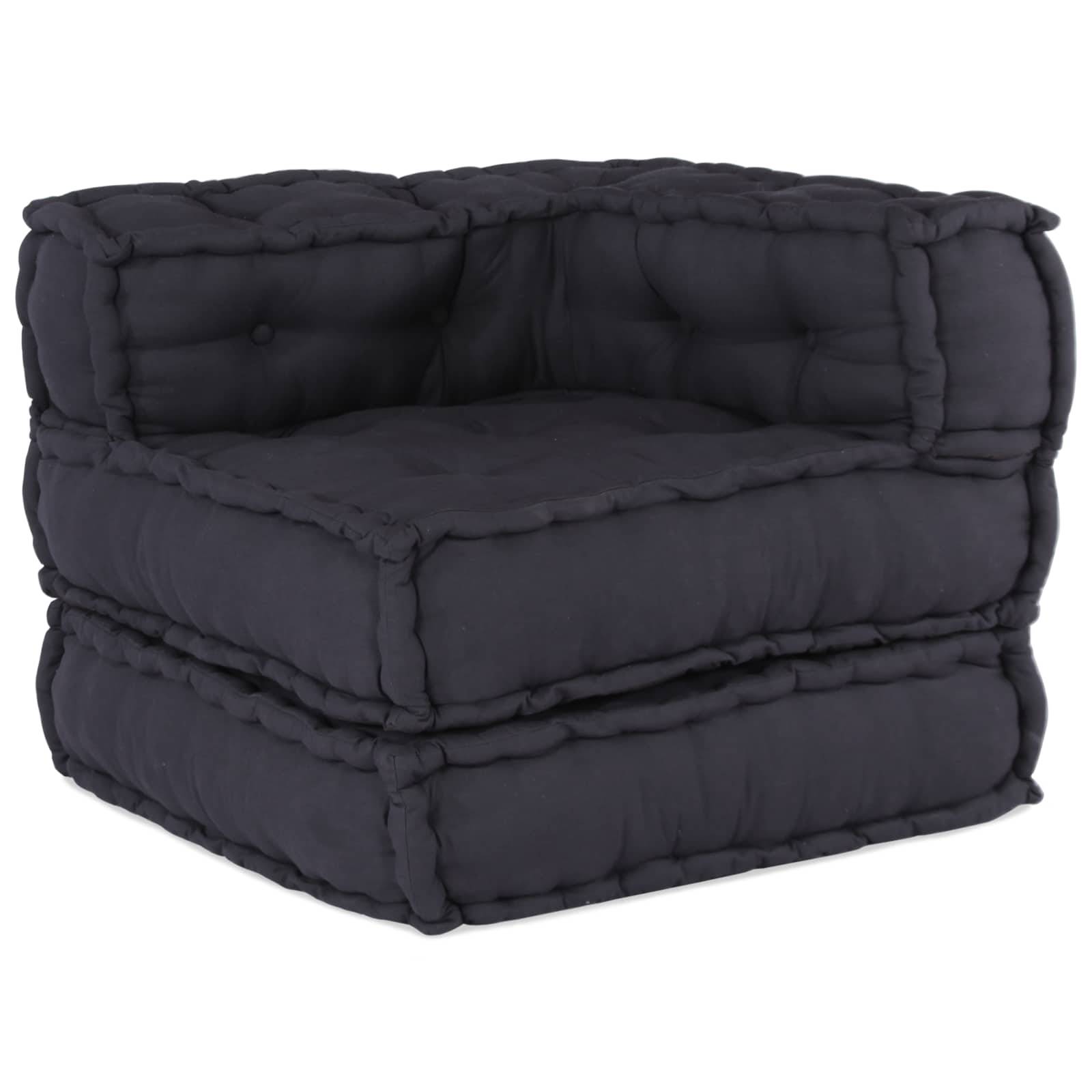 Canapé modulaire 3 places tissu anthracite 210 x 70 x 56 cm - PANGIVO - Image 4