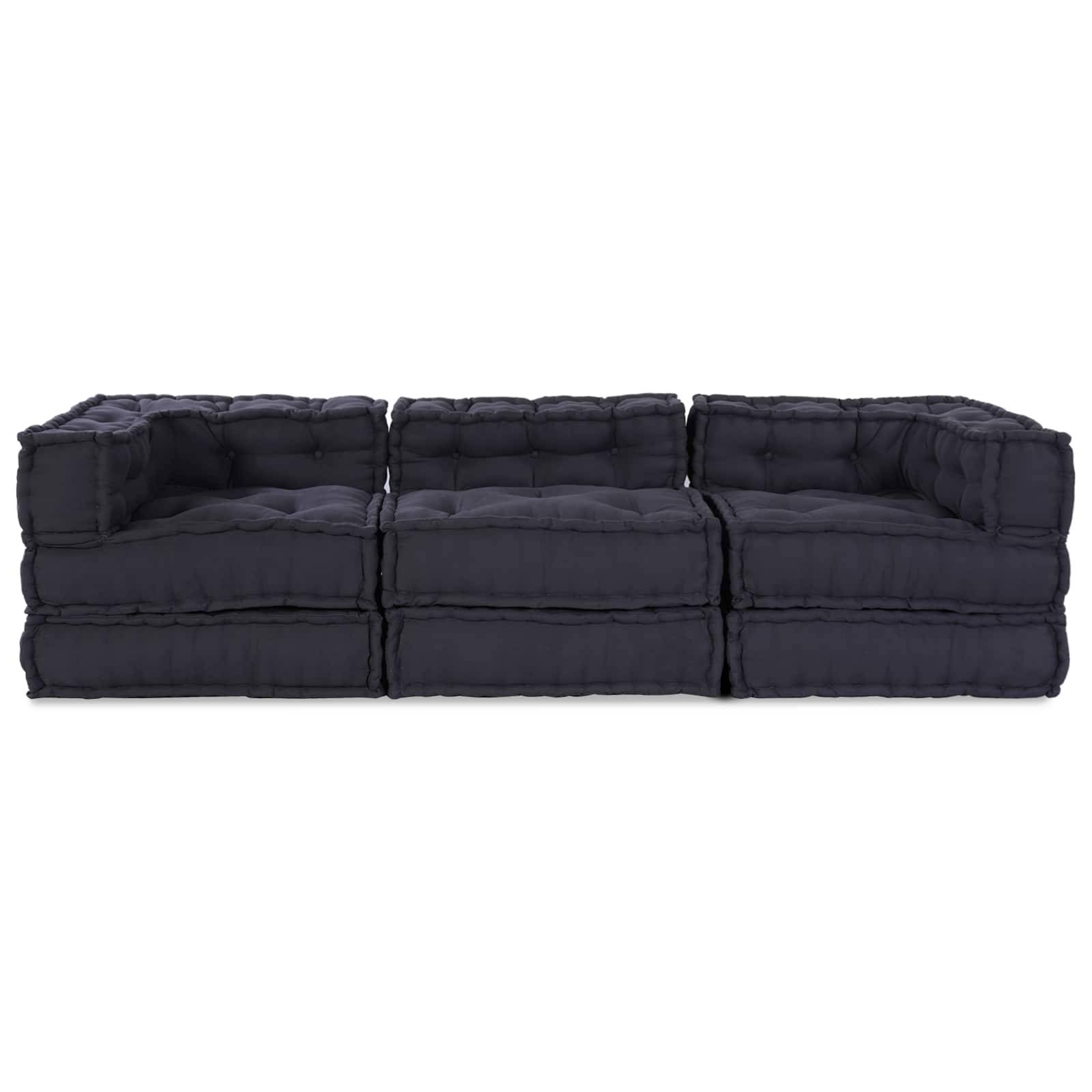 Canapé modulaire 3 places tissu anthracite 210 x 70 x 56 cm - PANGIVO - Image 7