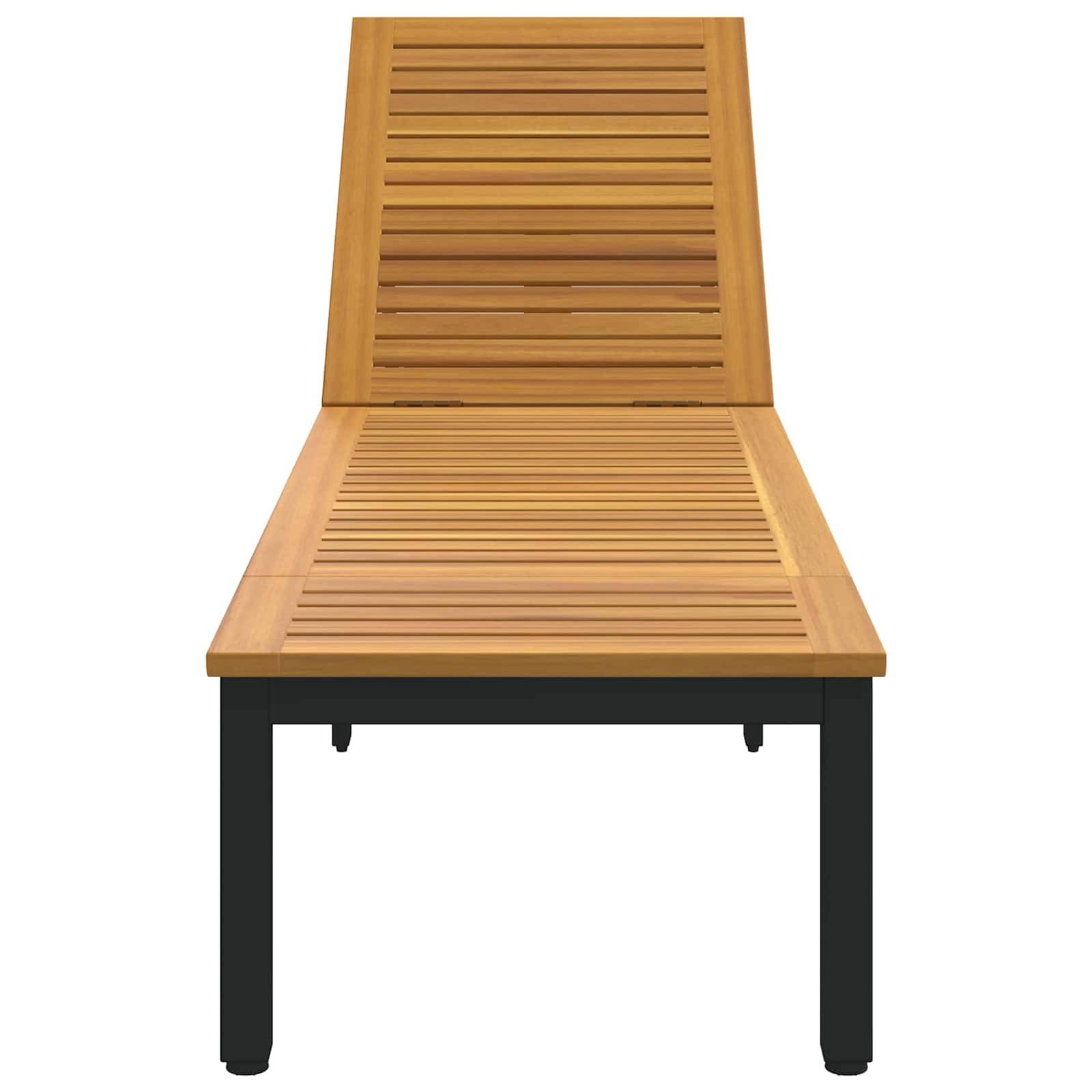 Vidaxl - Transat Noir 200 x 55 x 35 cm Bois d'Acacia Massif vidaXL 4010620 - Image 5