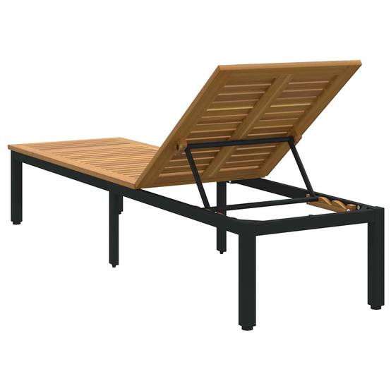Vidaxl - Transat Noir 200 x 55 x 35 cm Bois d'Acacia Massif vidaXL 4010620 - Image 7