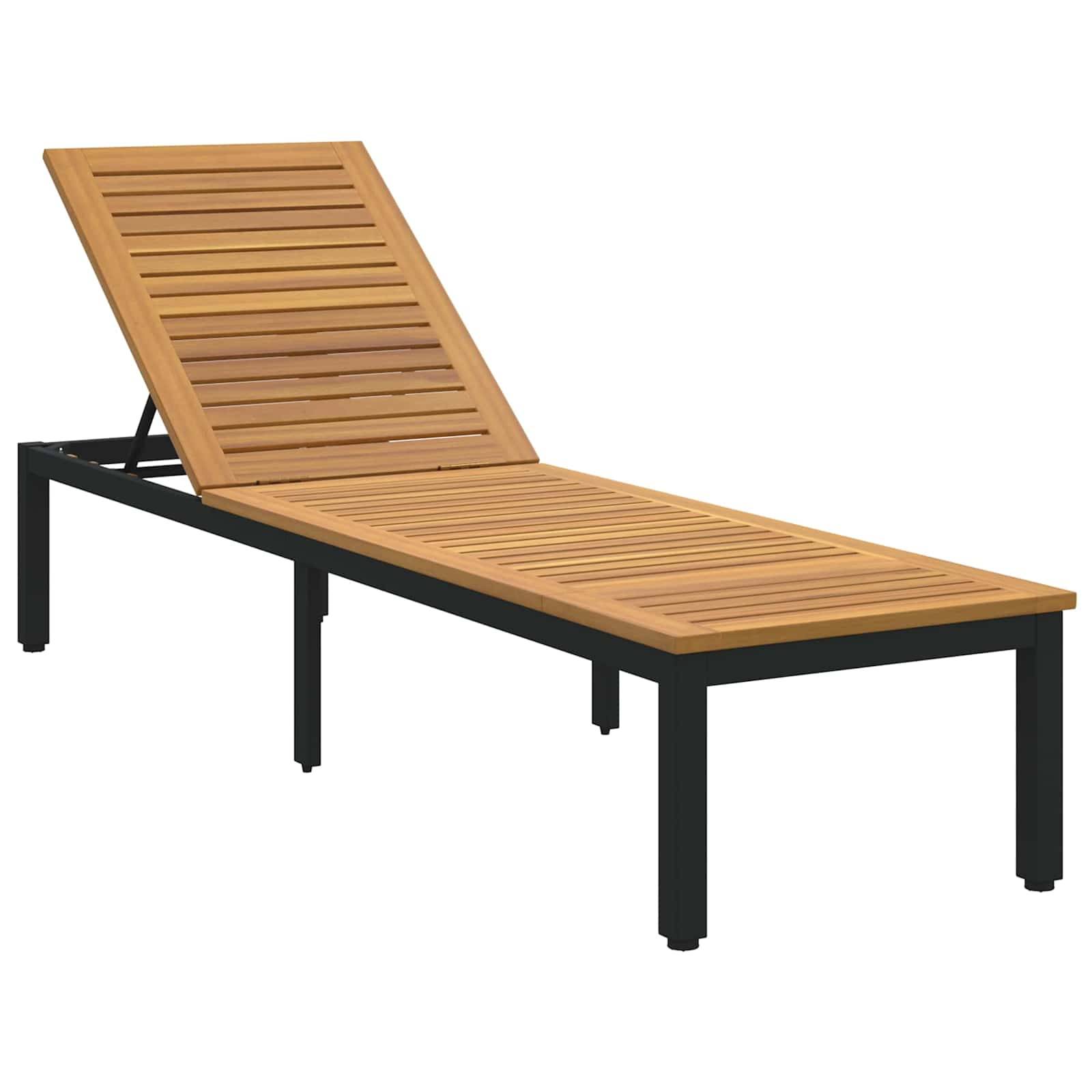 Vidaxl - Transat Noir 200 x 55 x 35 cm Bois d'Acacia Massif vidaXL 4010620