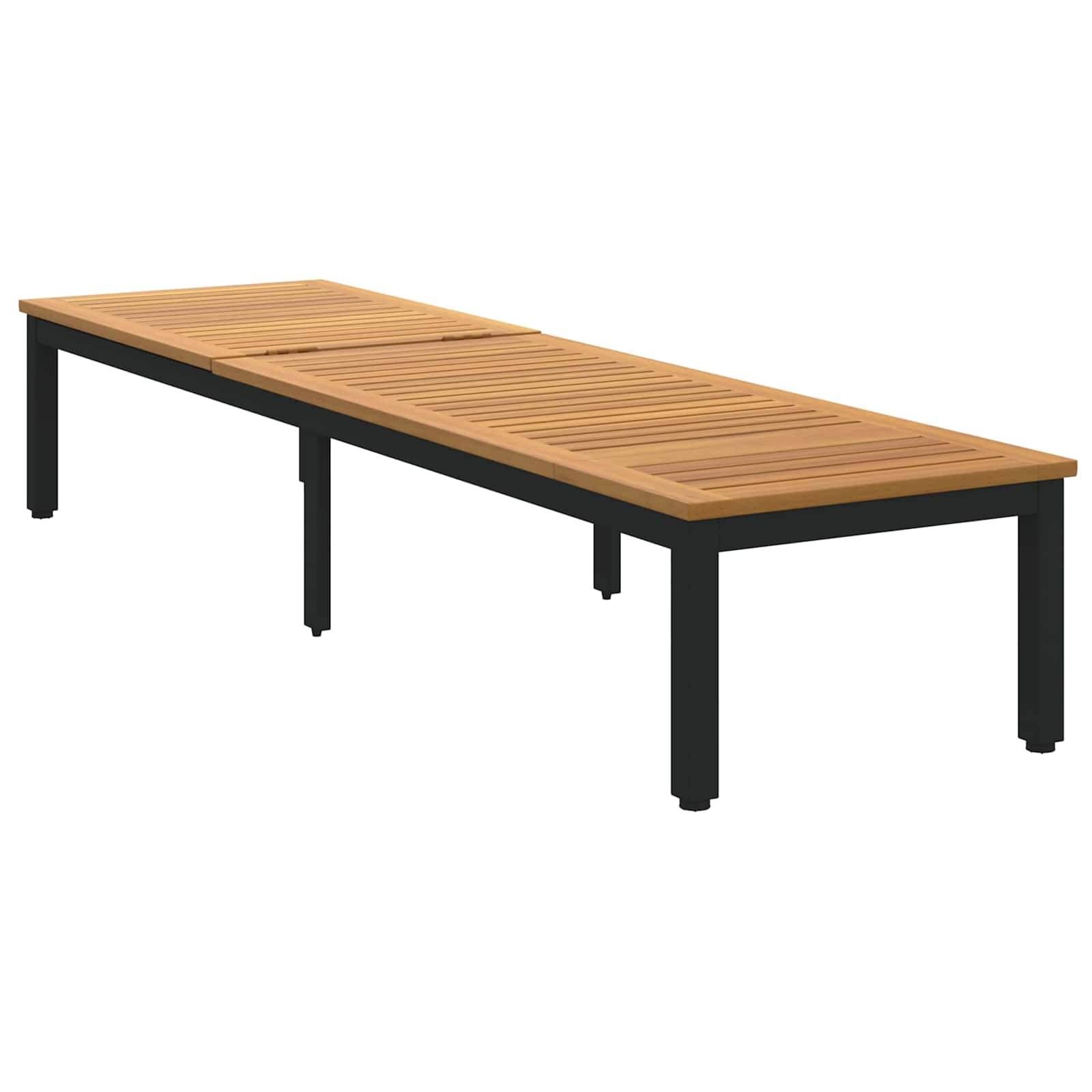 Vidaxl - Transat Noir 200 x 55 x 35 cm Bois d'Acacia Massif vidaXL 4010620 - Image 4