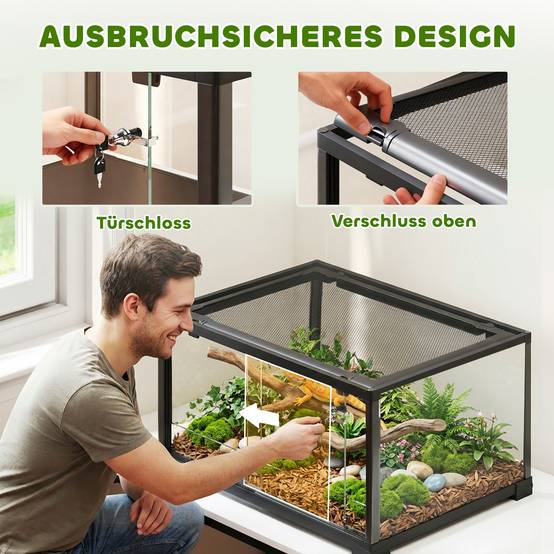 Terrarium pour reptiles verre noir 60 x 45 x 32 cm - PANGIVO - Image 6