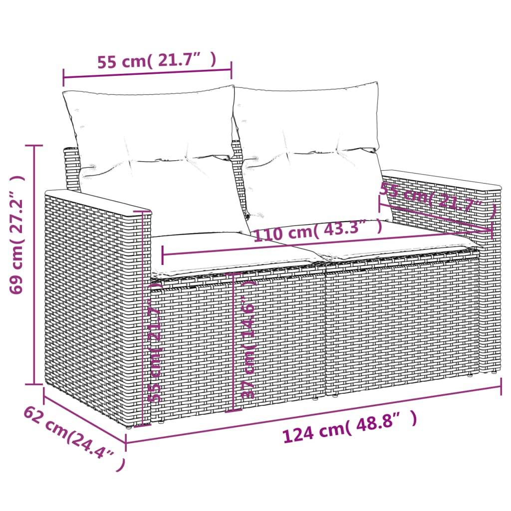 ComfortXL - Salon de jardin en poly rotin 10 places modulable avec rangement intégré Noir et coussins Bleus – ComfortXL Outdoor Living - Image 8