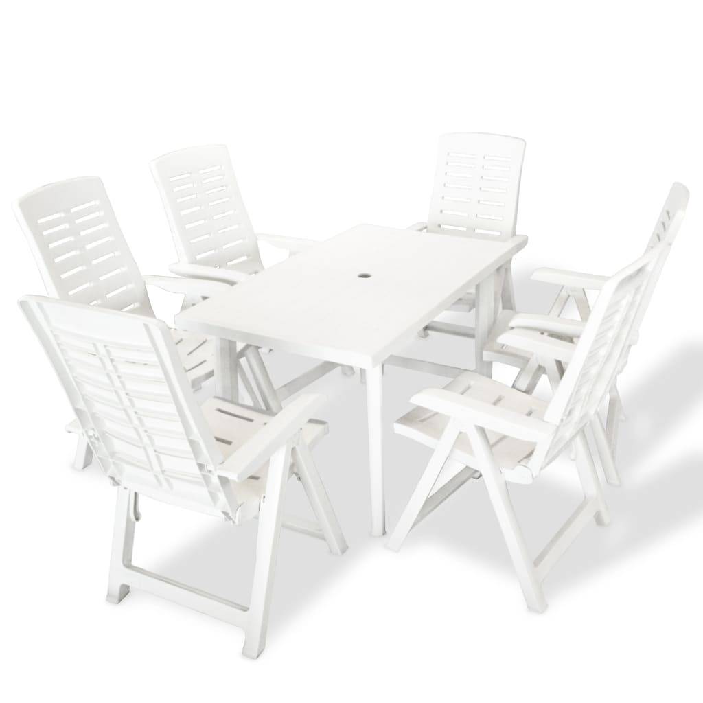 Vidaxl - Ensemble à manger d'extérieur 7 pcs Plastique Blanc vidaXL 275075 - Image 1