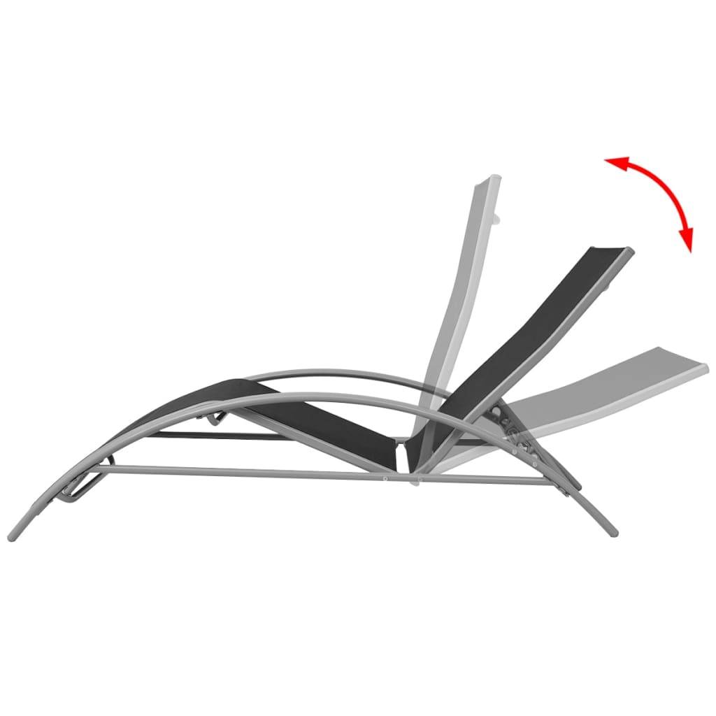 Helloshop26 - Chaises longues transat bain de soleil 156 x 60 x 89 cm en aluminium noir - Image 4