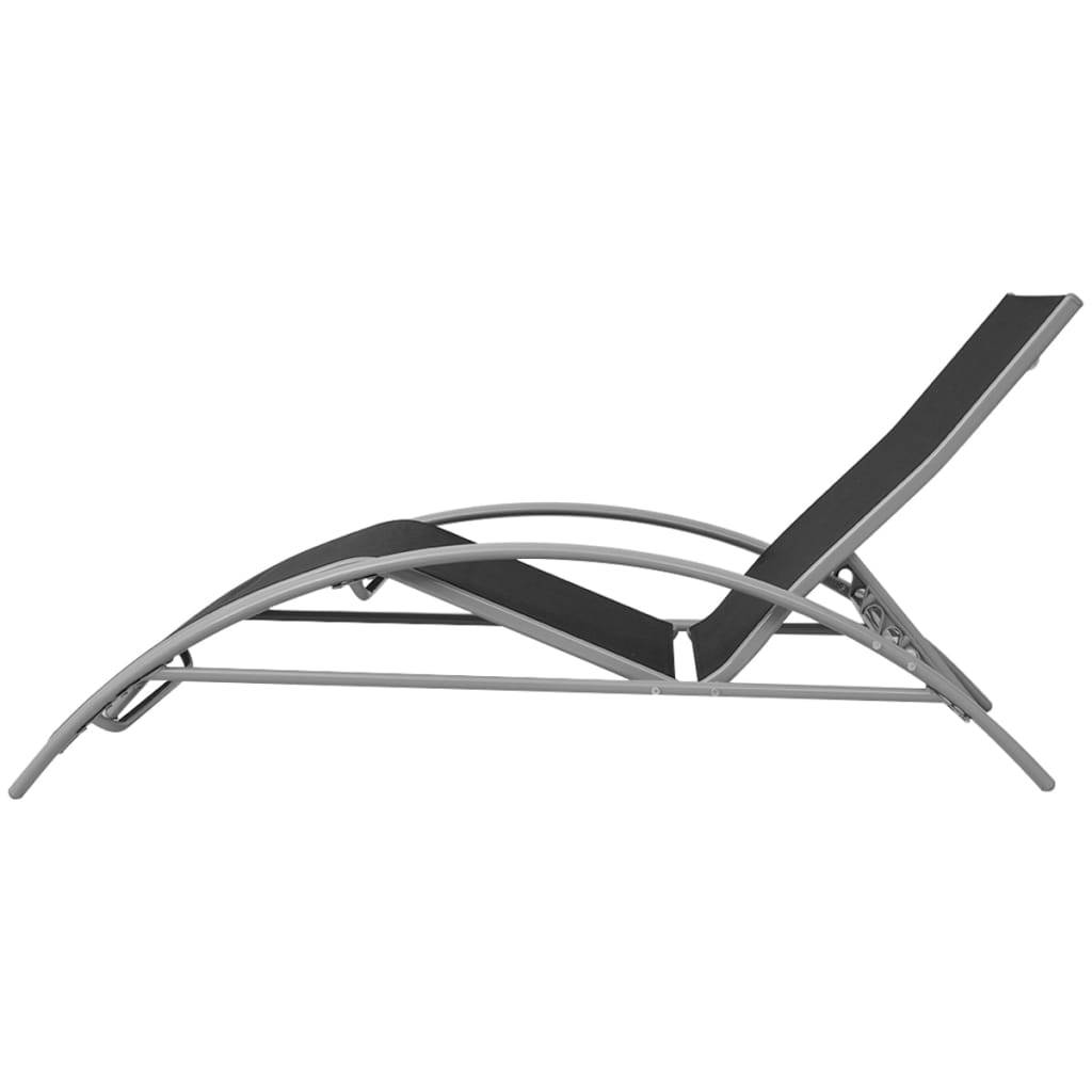 Helloshop26 - Chaises longues transat bain de soleil 156 x 60 x 89 cm en aluminium noir - Image 3