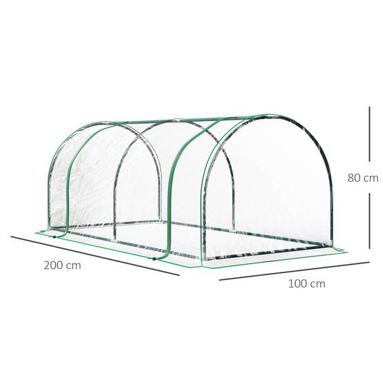 Serre de forçage acier et plastique pour potager extérieur croissance 200x100x80cm transparent - ComfortXL Outdoor Living - Image 5