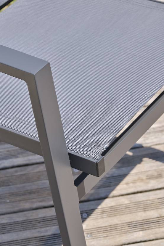 Dcb Garden - Ensemble repas de jardin 6 pl plateau céramique sur verre - Gris anthracite - FLORIDE - Image 8