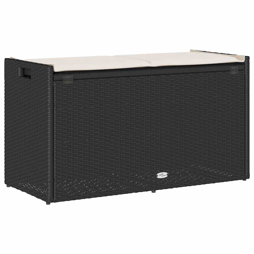 Banc Coffre Rangement Résine Tressée Jardin Assise 100cm Noir - ComfortXL Outdoor Living - Image 6