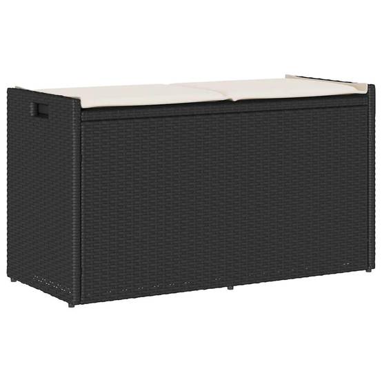 Banc Coffre Rangement Résine Tressée Jardin Assise 100cm Noir - ComfortXL Outdoor Living - Image 1