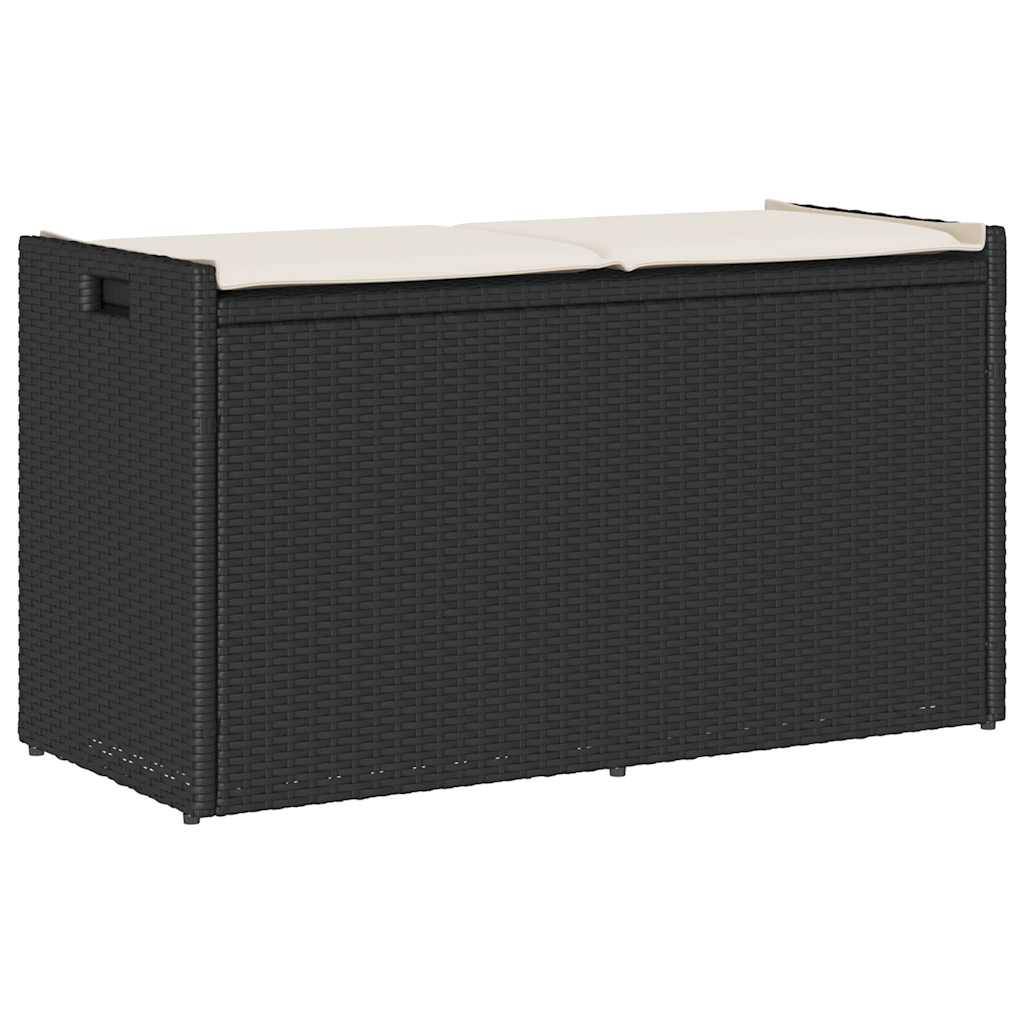Banc Coffre Rangement Résine Tressée Jardin Assise 100cm Noir - ComfortXL Outdoor Living - Image 1