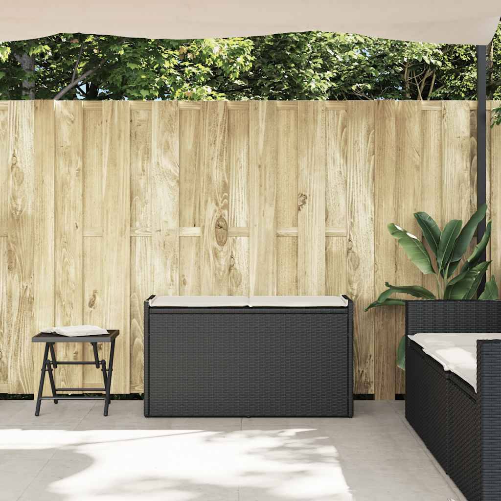Banc Coffre Rangement Résine Tressée Jardin Assise 100cm Noir - ComfortXL Outdoor Living - Image 3
