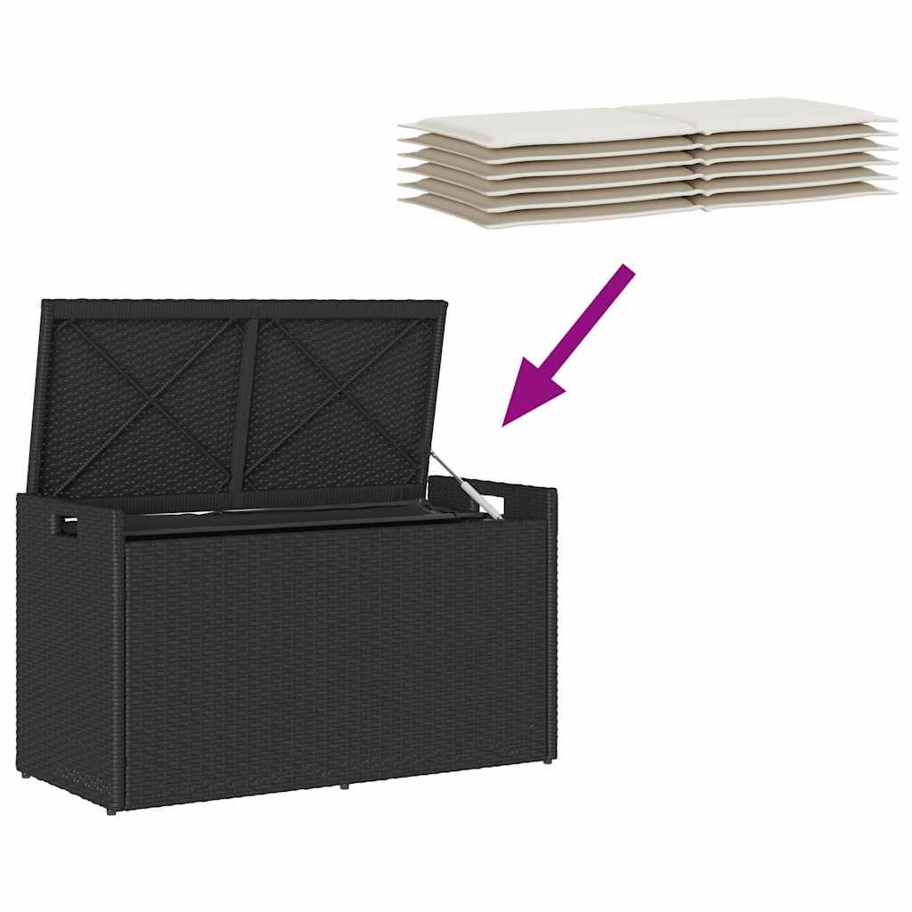 Banc Coffre Rangement Résine Tressée Jardin Assise 100cm Noir - ComfortXL Outdoor Living - Image 7