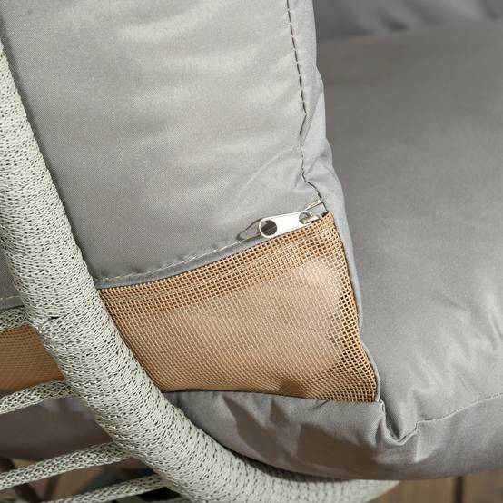 Fauteuil œuf suspendu acier intérieur extérieur pliable 110x100x188cm gris - ComfortXL Outdoor Living - Image 10
